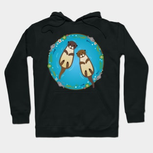 Otters Swimming in a Pond Hoodie